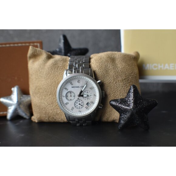 Michael Kors Women’s Chronograph Mother of Pearl Dial Stainless Steel Time Piece - Picture 15 of 16